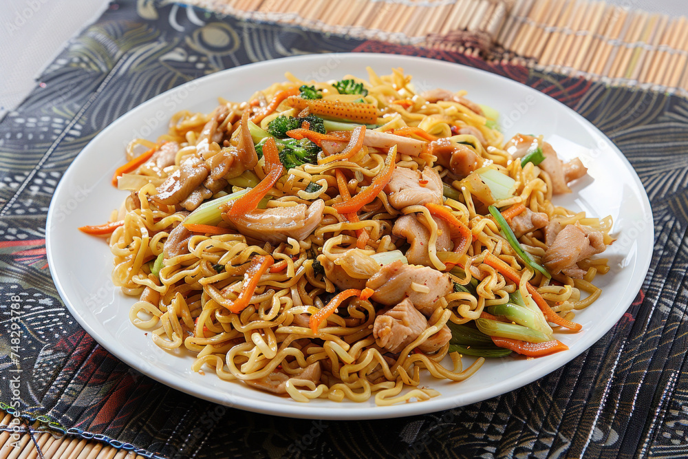 Stir-Fried Chicken and Vegetables with Noodles