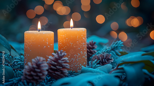 Beautiful candles burn at night