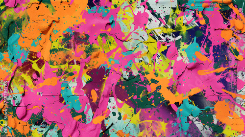 Vibrant Pop Art Canvas: An Abstract Graffiti Wall Backdrop, Crafted by Generative AI for a Striking and Creative Design