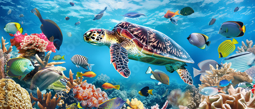 Tartaruga Marinha Verde no Mar Vermelho  - Papel de parede photo