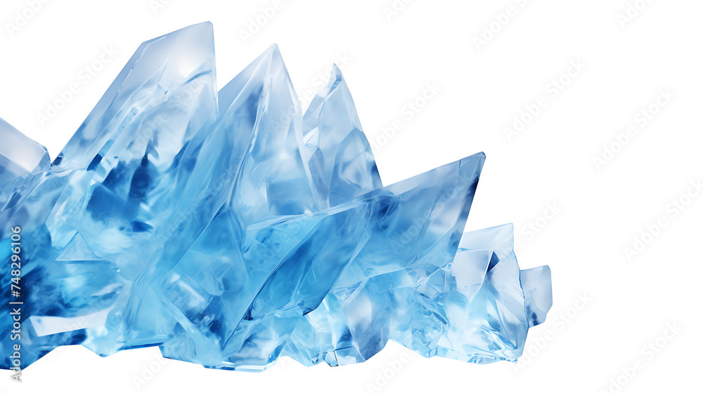  glistening crystal blue ice frozen in an abstract futuristic 3d texture isolated on a transparent background