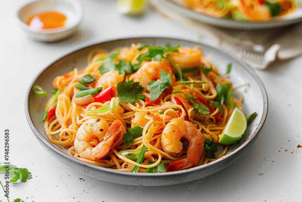 Spicy Shrimp Stir-Fry with Noodles and Vegetables Spicy Shrimp Stir-Fry with Noodles and Vegetables