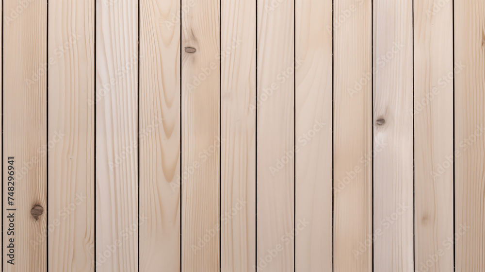 Fototapeta premium Drewniane tło. Jasne tło z pionowymi deskami z jasnego gatunku surowego drzewa. Podłoga lub ściana z lameli - minimalistyczna tapeta. Dąb lub sosna.
