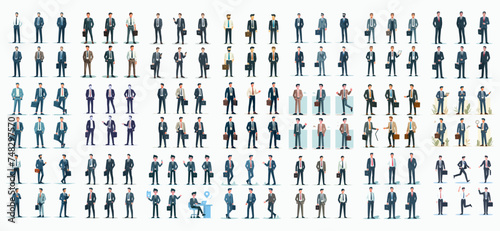 Vector set of businessmen with a simple and minimalist flat design style