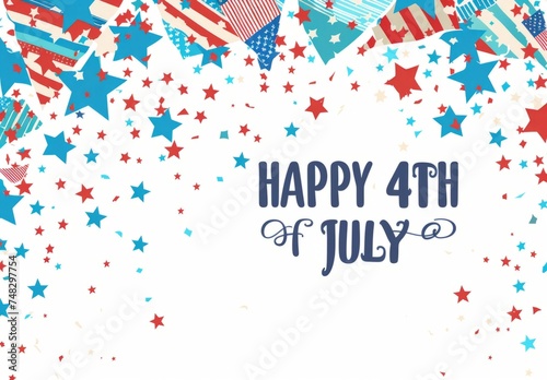 HAPPY 4TH OF JULY 4th of july message with stars and flags Generative AI