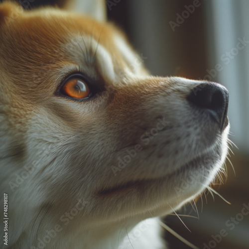 Realistic portrait of an Akita Inu dog animal, realistic photo