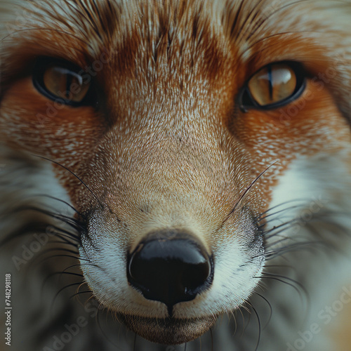 Realistic portrait of a fox animal, realistic photo