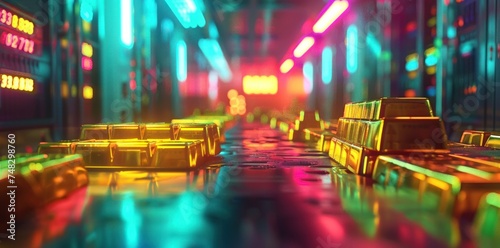 a chart showing the market in a room with gold bars