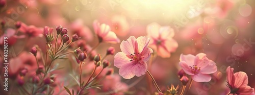 a background with some pink flowers in it