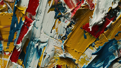 Detailed close-up shot of weathered wall covered in layers of peeling and chipped paint, showcasing mix of colors and textures