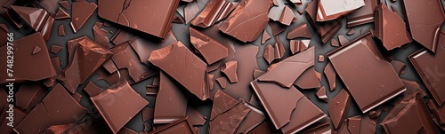 Broken Chocolate Bars Texture Background, Broken Chocolate Mix Top View, Many Chocolate Pieces photo