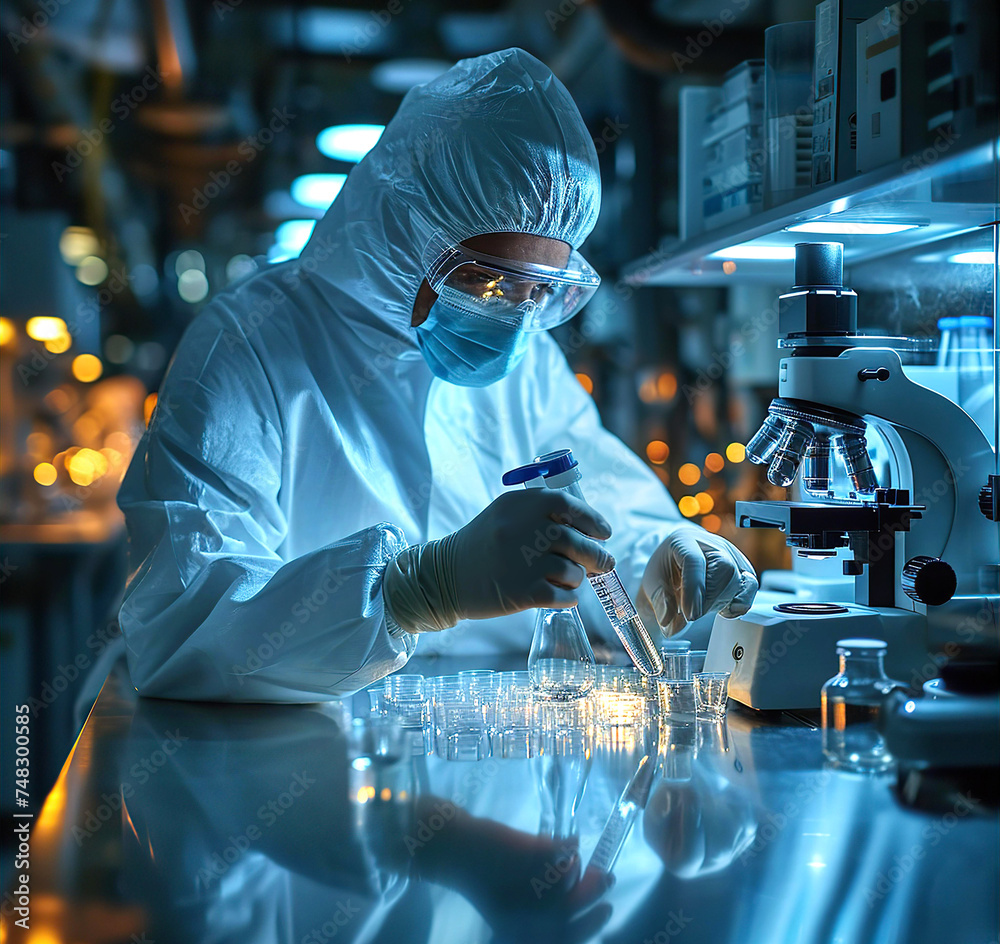 Scientist is working in laboratory, making tests, concept of new technology for life Scientist is working in laboratory, making tests, concept of new technology for life