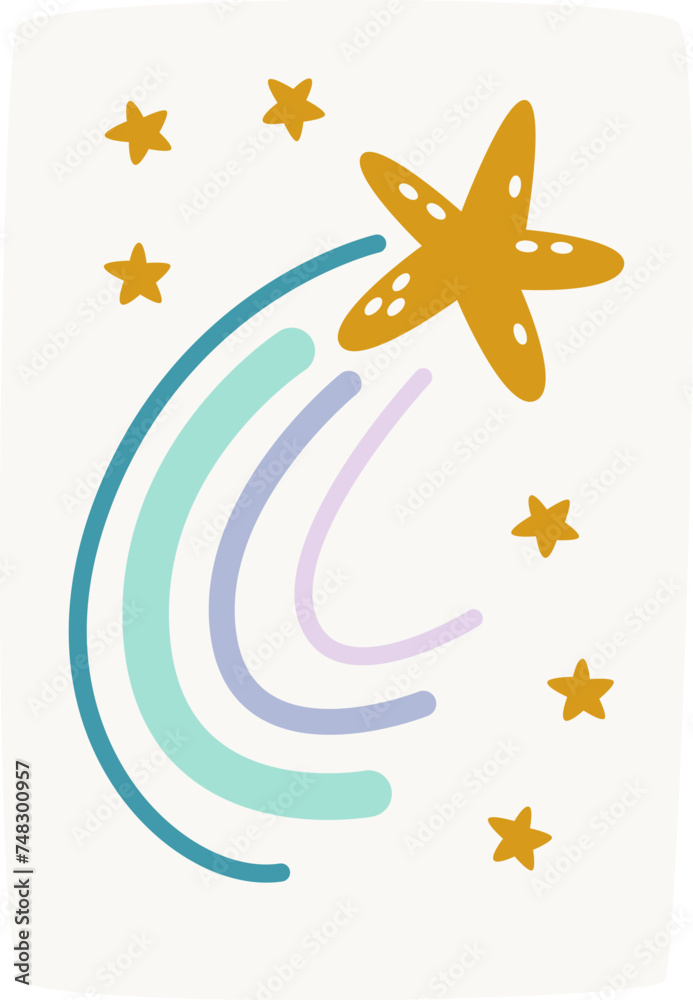 Fototapeta premium Flying Star Childish Sticker