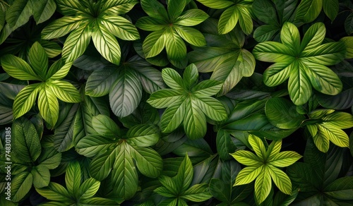 a shot of lots of tropical leaves