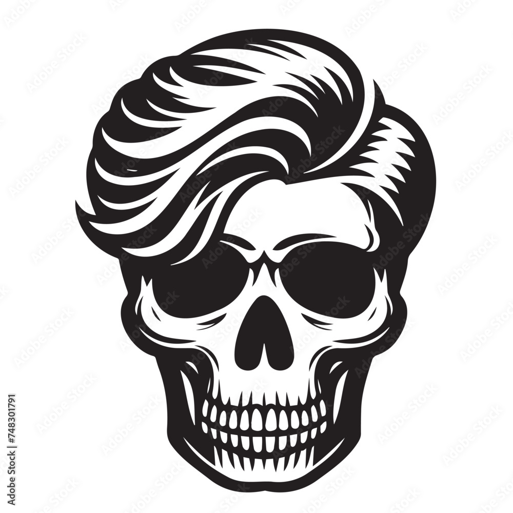 Fototapeta premium Skull Wearing glasses, Stylish skull black and white, Trendy Elements with retro photocopy effect, Skull,