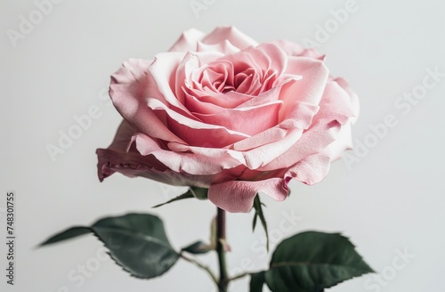 a pink rose sitting on top of a white background
