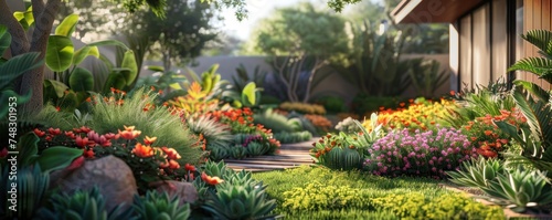 a large backyard with many different plants