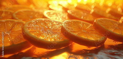 a lot of orange slices are displayed