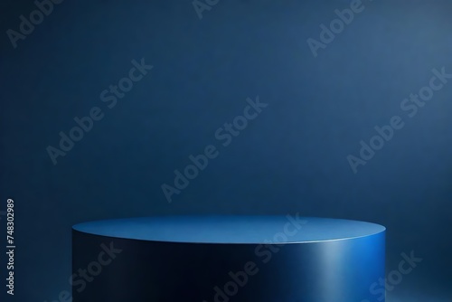 Aesthetic round podium, Dark-Blue color Podium product display. Beauty blue Round Stage Mockup