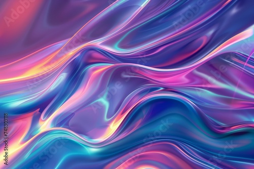Wallpaper Mural Abstract fluid iridescent holographic neon curved wave in motion background Torontodigital.ca