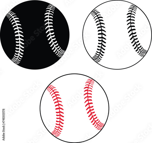 baseball balls isolated on white background, tennis balls, Baseballs silhouette 