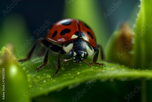 Saturated Colors: Detailed 3D Illustration of Ladybug on Natural Background