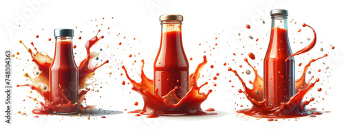 ketchup watercolor hand drawn on white background healthy ingredient vector photo
