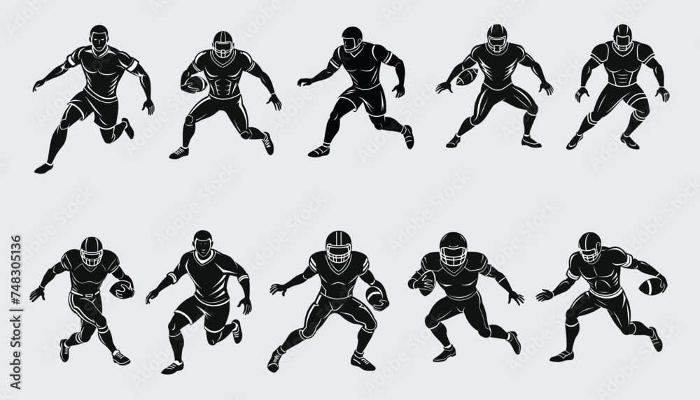 Collection of American football player vector, American football player illustration Collection of American football player vector, American football player illustration