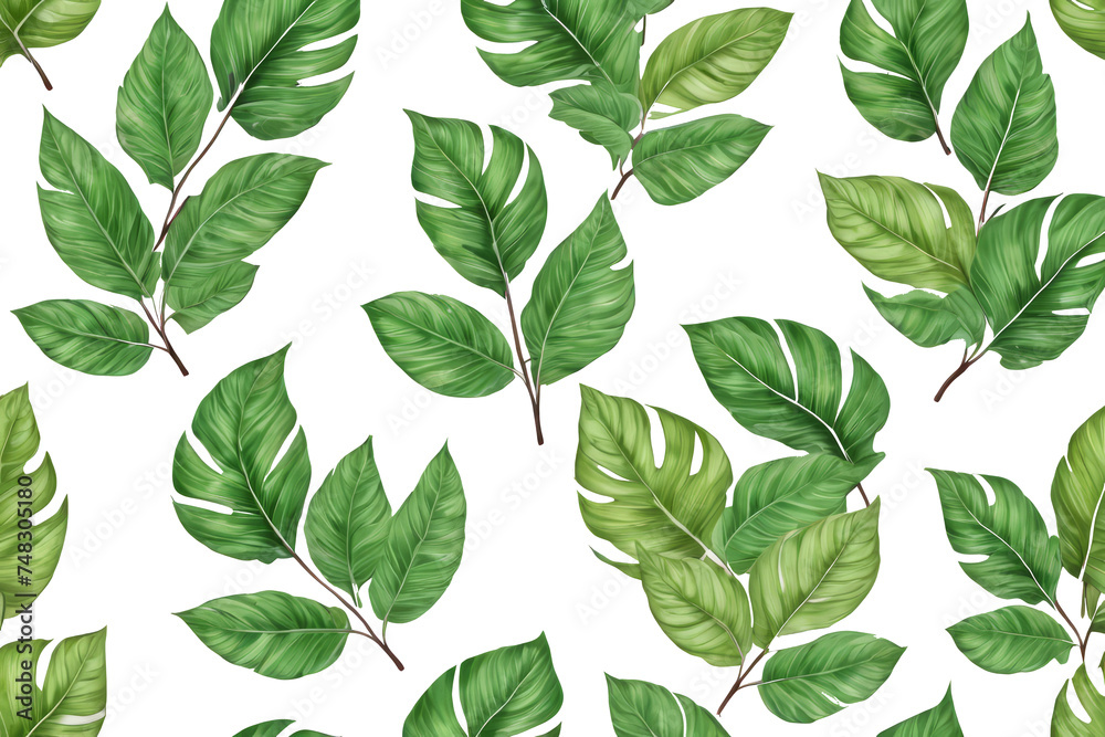 Green leaves pattern on white or transparent background, perfect as website background, as a texture to print on products, meditation, gardening or healthy products concept Green leaves pattern on white or transparent background, perfect as website background, as a texture to print on products, meditation, gardening or healthy products concept