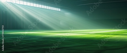 an empty artificial field with a light beam