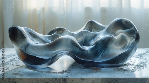 Translucent Resin Waves on Multicolored Paper Generative AI