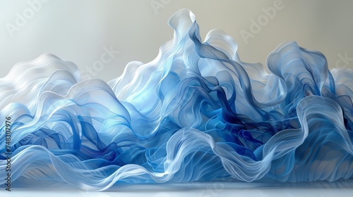 Translucent Resin Waves Forming a Blue Shape Generative AI