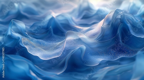 Translucent Resin Waves Forming a Blue Shape Generative AI © Paul