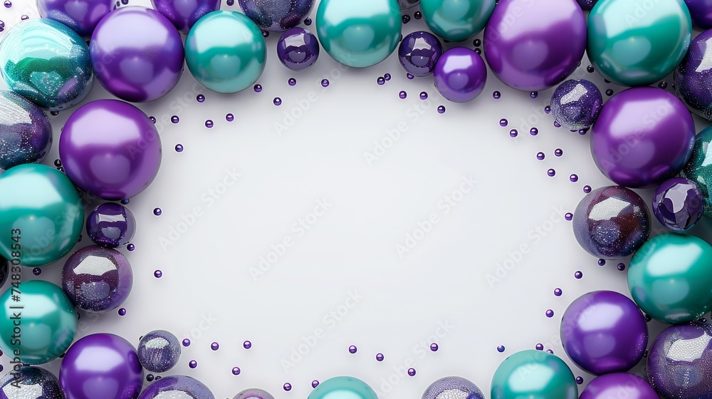 Green and Purple Balloon Banner with Copy Space Generative AI Green and Purple Balloon Banner with Copy Space Generative AI