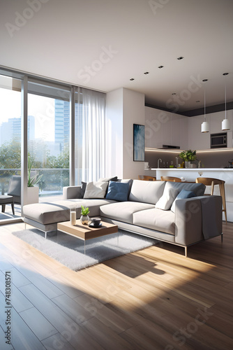 Modern, Spacious Apartment: Unifying Comfort, Functionality and Contemporary Style in an Open Floor Plan Interior
