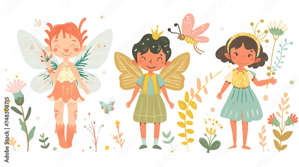 Fairy Garden Friends: Whimsical and Enchanting Characters for Children's Stories. Icon Concept Isolated Premium Vector. Fairy Garden Friends: Whimsical and Enchanting Characters for Children's Stories. Icon Concept Isolated Premium Vector.