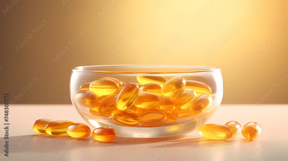 Beautiful yellow capsules or Omega-3, yellow fish oil Beautiful yellow capsules or Omega-3, yellow fish oil