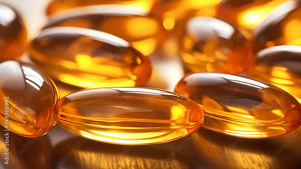 Beautiful yellow capsules or Omega-3, yellow fish oil Beautiful yellow capsules or Omega-3, yellow fish oil