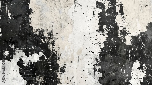 Black and White Shabby Grunge Texture on White Background Generative AI