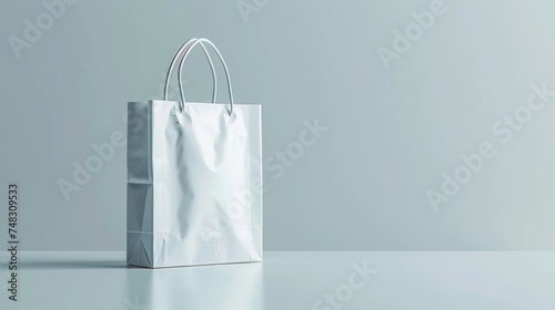 Minimalist White Shopping Bag Under Soft Lighting Generative AI