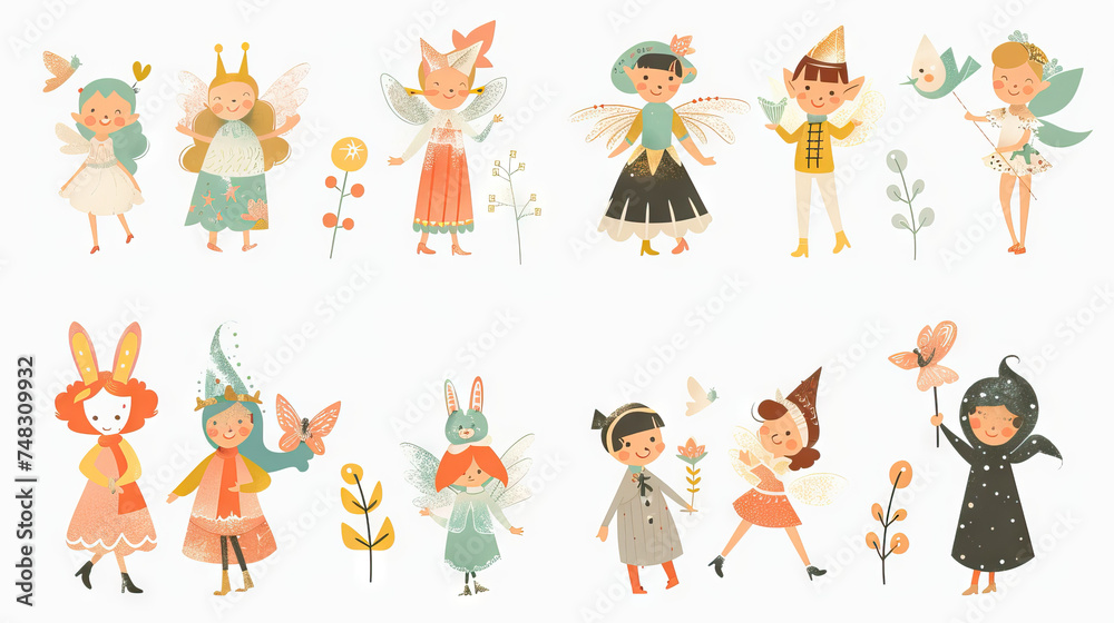Magical Fairy Tale Characters: Whimsical and Charming Illustrations for Children. Icon Concept Isolated Premium Vector. Magical Fairy Tale Characters: Whimsical and Charming Illustrations for Children. Icon Concept Isolated Premium Vector.