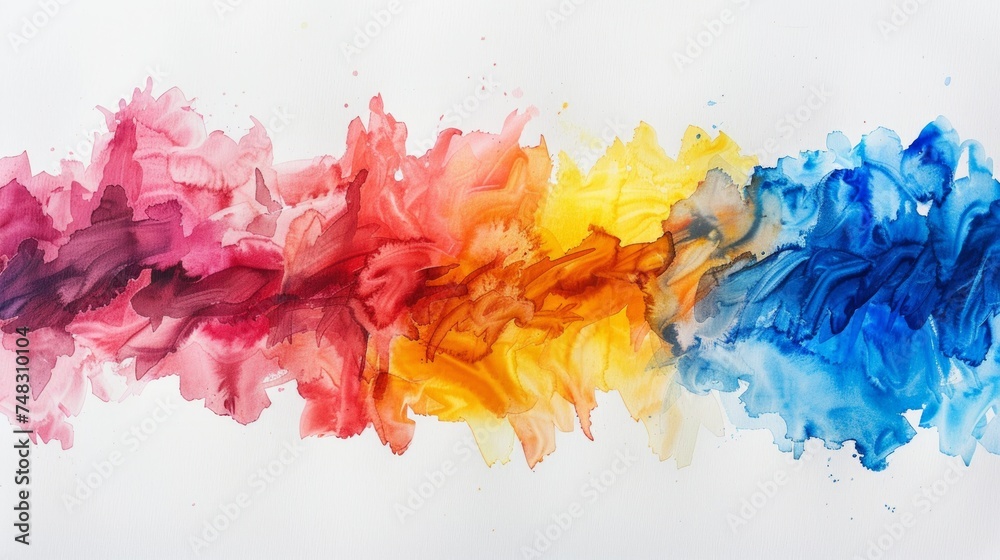 Vibrant Watercolor Stain on White Background Generative AI