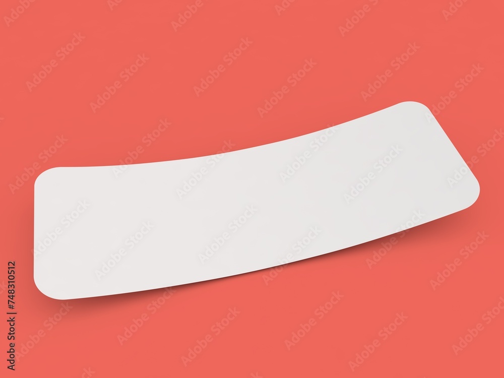 Advertising paper mockup on red background. 3d render illustration.
