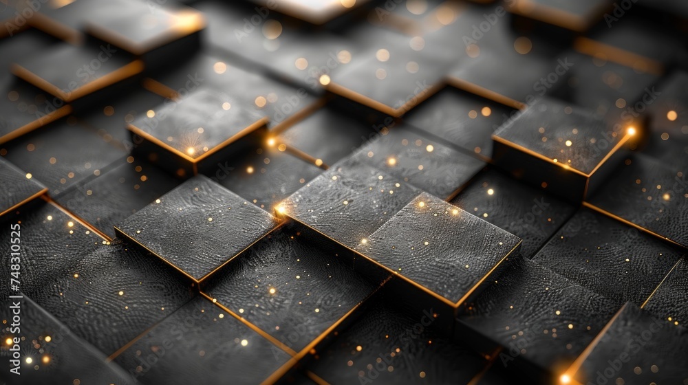 Golden Geometric Abstract Background with Space for Text Generative AI Golden Geometric Abstract Background with Space for Text Generative AI