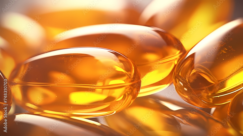 Beautiful yellow capsules or Omega-3, yellow fish oil Beautiful yellow capsules or Omega-3, yellow fish oil