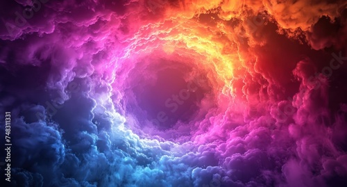 colored circles rays of light in the clouds rainbow circle