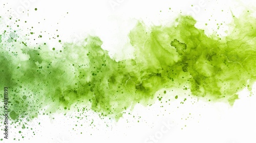 Green Watercolor Stain on White Background Generative AI