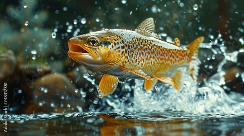 A fish jumps high out of the water, showcasing its dynamic movement