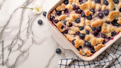 Blueberry cobbler from above