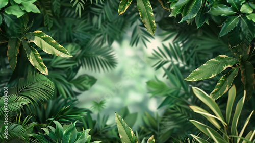 green canabis leaves framing text space in the center in painting style background